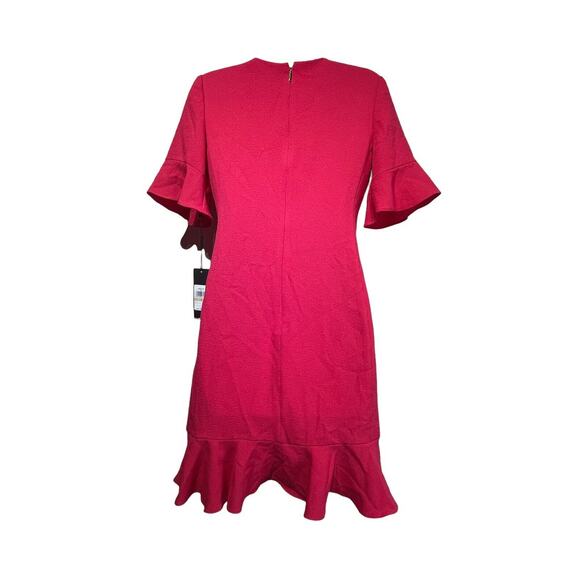 karl lagerfeld paris pink ruffle crepe 3/4 sleeve dress size 2 - Picture 2 of 7